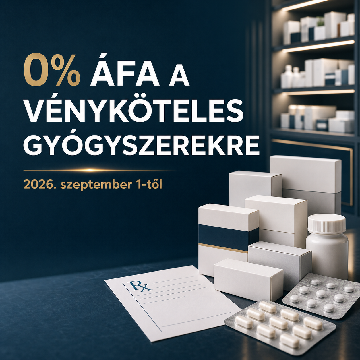 0% áfa a vényköteles gyógyszerekre 2026. szeptember 1-től